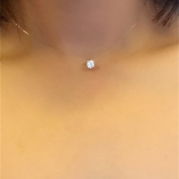 mam262 Jewelry - Silver Floating Round Cut Crystal Necklace